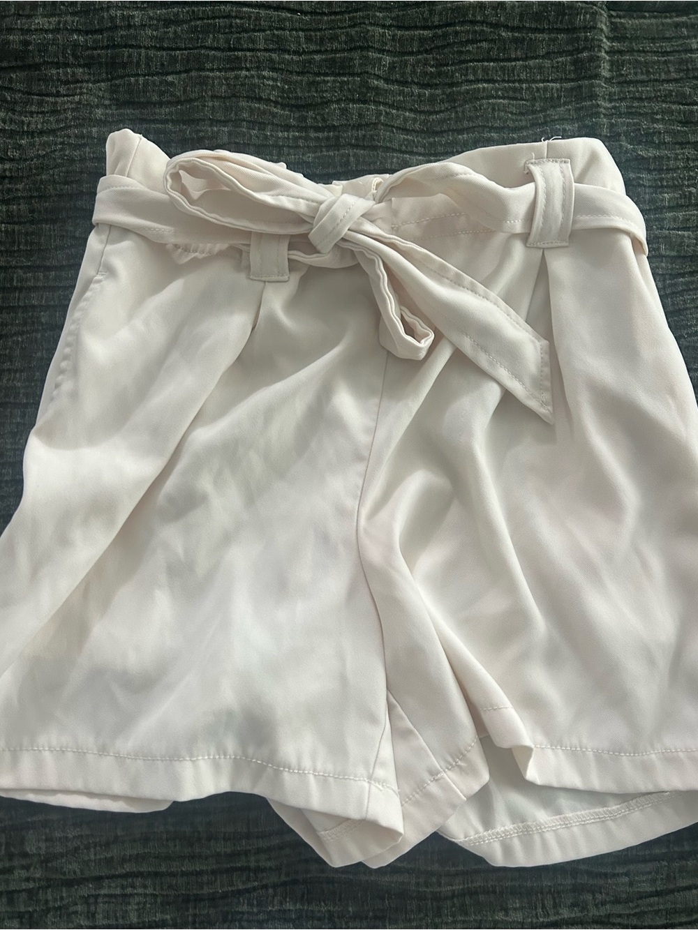 Women's ivory/light Cream Tie-Waist Dress Shorts